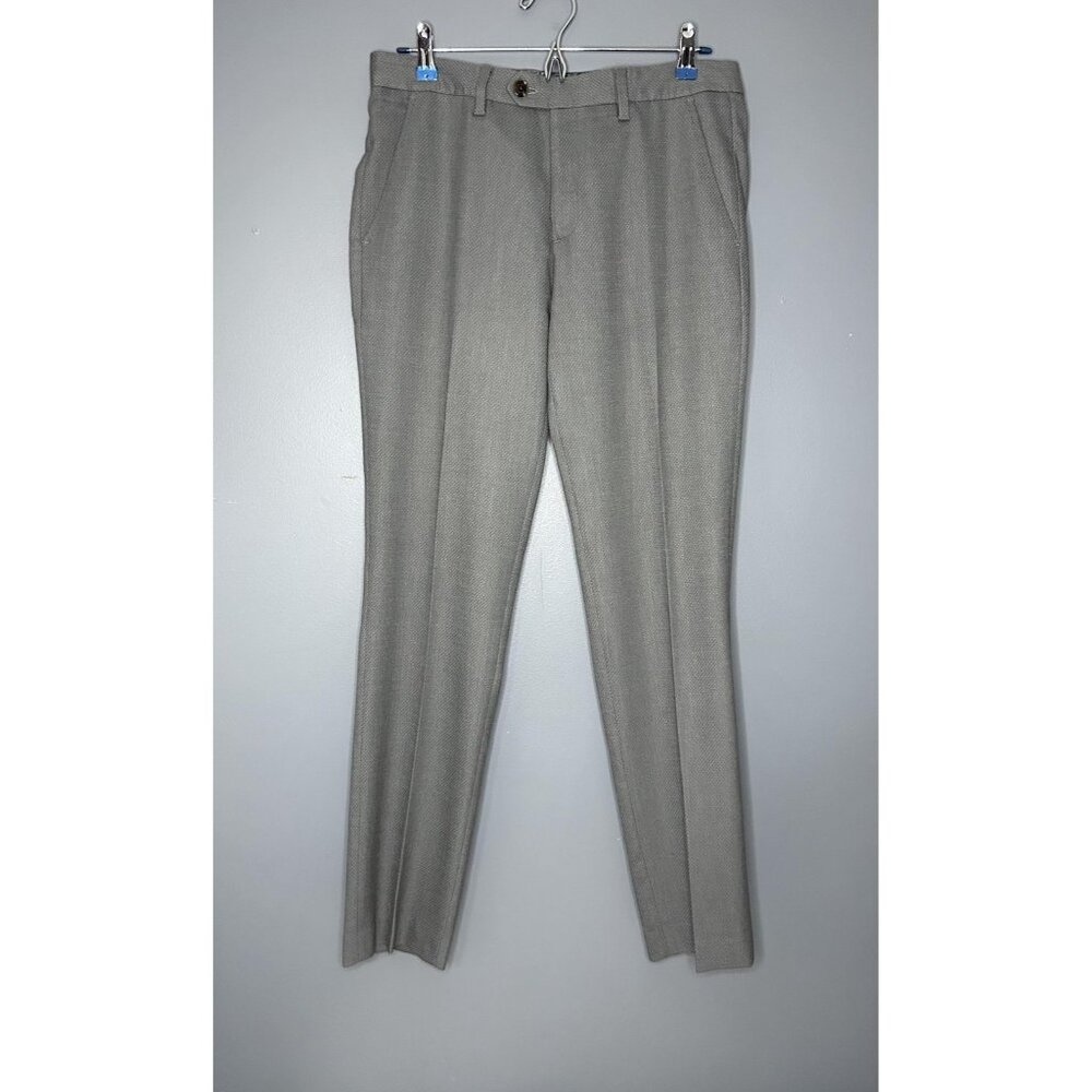 Ted Baker Pants Mens 32R Gray Textured Dress Trousers‎ Slim Fit Made Portugal